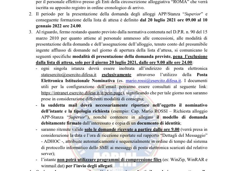 Alloggi APP Stanza Superior - Modalità di presentazione domanda