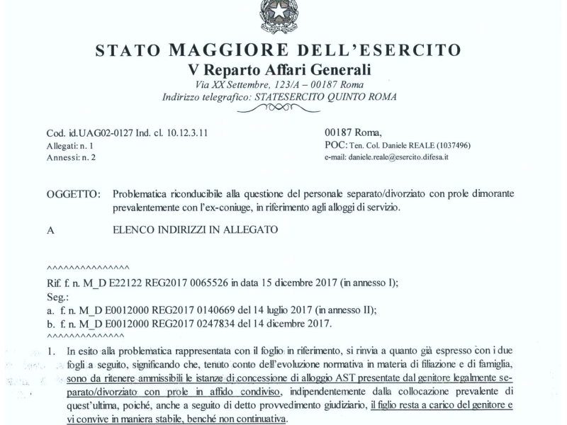 Alloggi personale separato divorziato