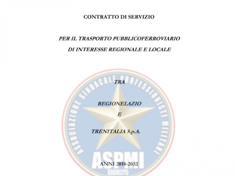 Contratto di servizio per il trasporto pubblico ferroviario di interesse regionale e locale tra Regione Lazio e Trenitalia s.p.a. 2018-2032