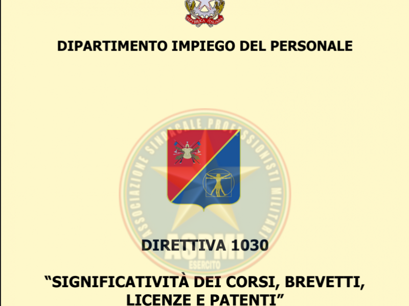 DIRETTIVA 1030 “SIGNIFICATIVITÀ DEI CORSI, BREVETTI, LICENZE E PATENTI”