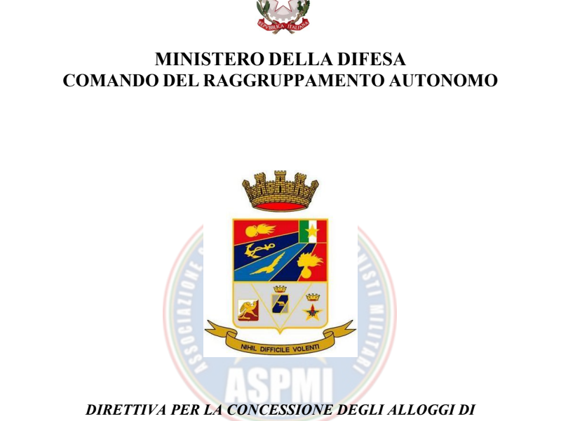 Direttiva Alloggi ASC 2016 Raggruppamento Difesa