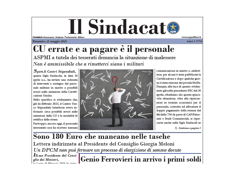 Il Sindacato Anno 1 Numero 15