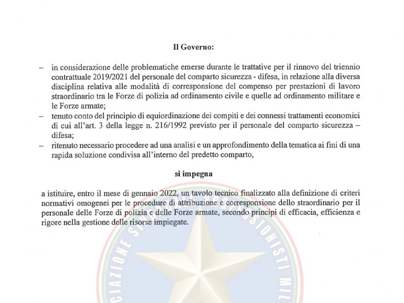 Impegni di Governo Rinnovo Contrattuale 2019-2021