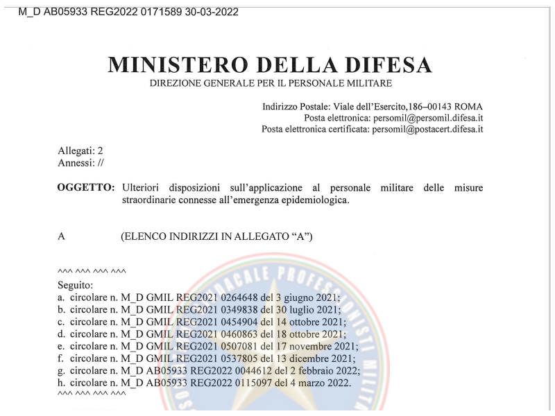 Prot.171589 DEL 30 Marzo 2022 Annesso 2 ULTERIORI DISPOSIZIONI SULL