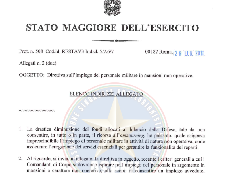 Prot 508 del 28 luglio 2011 Direttiva sull
