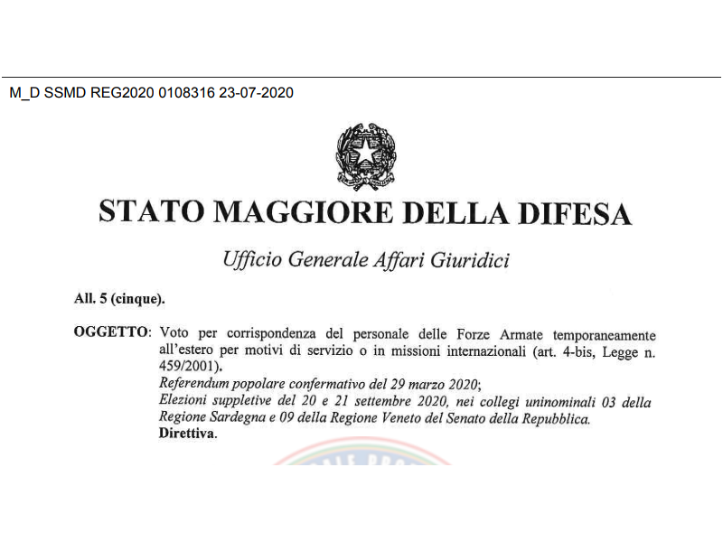 Prot. 108316 del 23 luglio 2020 Voto per corrispondenza
