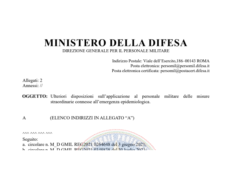 Prot. 171589 del 30 Marzo 2022 Ulteriori disposizioni sull’applicazione al personale militare delle misure straordinarie connesse all’emergenza epidemiologica