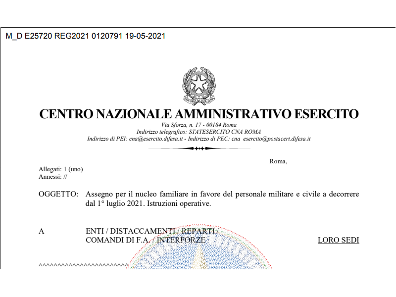 Prot.120791 del 19 Maggio 2021 Assegno per il nucleo familiare anno 2021 Istruzioni operative