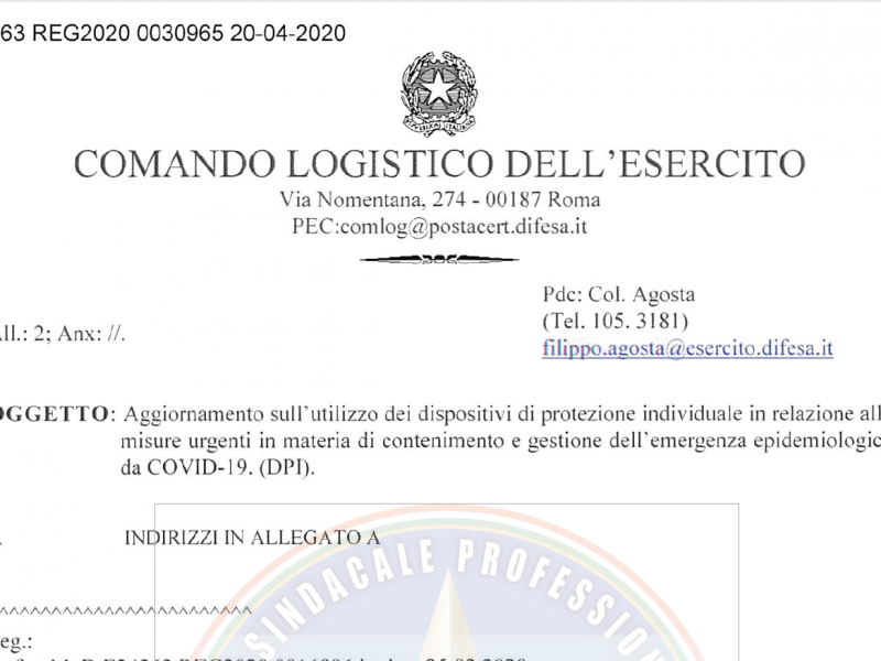 Prot 30965 del 20 Aprile 2020 Aggiornamento sull