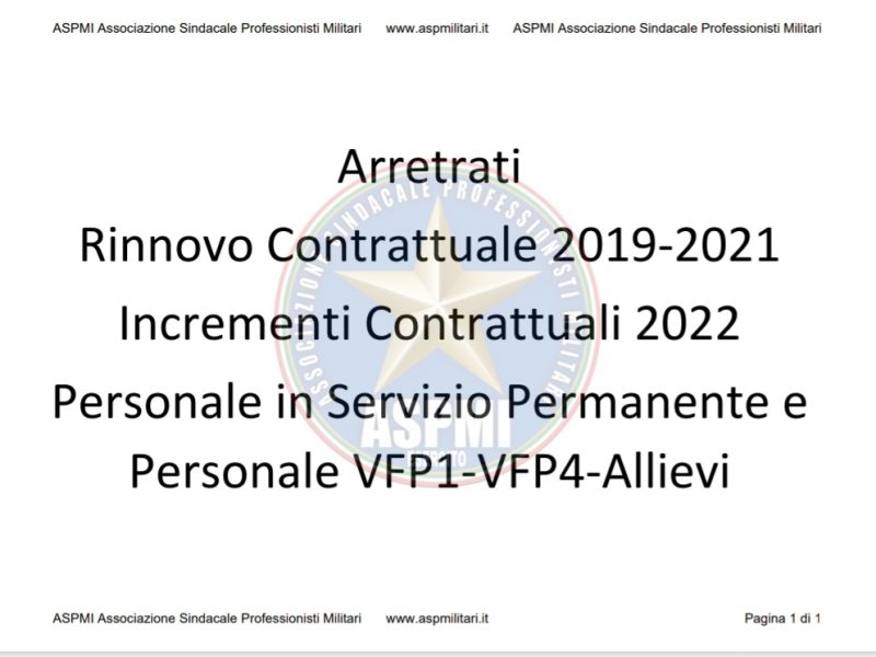 Arretrati e Incrementi contrattuali aggiornati al 1 Giugno 2022