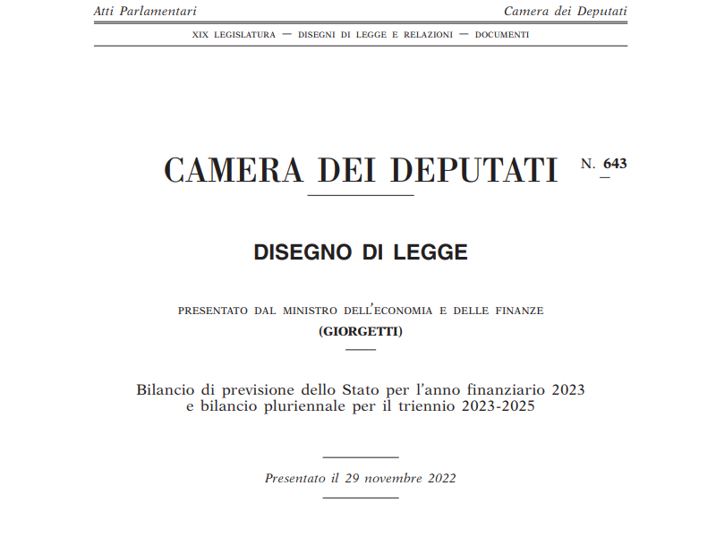 Testo Legge di Bilancio 2023 Bollinato