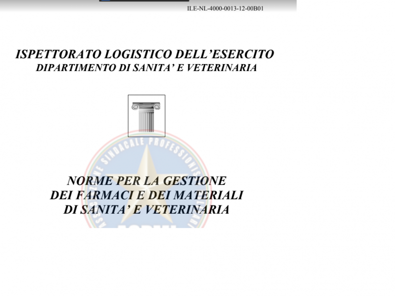 ILE-NL-4000-0013-12-00B01 NORME PER LA GESTIONE DEI FARMACI E DEI MATERIALI DI SANITA’ E VETERINARIA